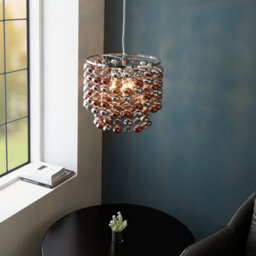 Luminosa Lighting Luminosa Esme Single Pendant Ceiling Lamp, Chrome Plated With Grey Tinted, Chrome, Copper Plated Glass - thumbnail 4