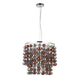 Luminosa Lighting Luminosa Esme Single Pendant Ceiling Lamp, Chrome Plated With Grey Tinted, Chrome, Copper Plated Glass - thumbnail 6
