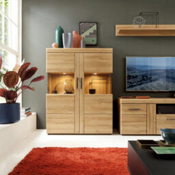 Furniture To Go Cortina 2 Door 1 Drawer Tall Tv Cabinet In Grandson Oak - thumbnail 6