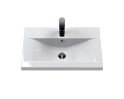 Nuie Havana Wall Hung 2-Drawer Unit & Mid-Edge Ceramic Basin, Modern Sink Vanity Unit In Midnight Blue With White Basin - thumbnail 6