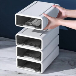 4 Tier Desk Organizer Stackable Makeup Desk Storage Box Plastic Storage Drawer - thumbnail 4