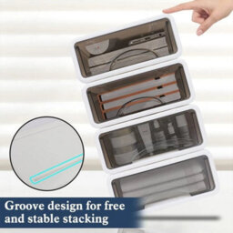 4 Tier Desk Organizer Stackable Makeup Desk Storage Box Plastic Storage Drawer - thumbnail 3