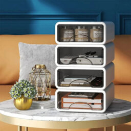 4 Tier Desk Organizer Stackable Makeup Desk Storage Box Plastic Storage Drawer - thumbnail 6