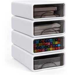 4 Tier Desk Organizer Stackable Makeup Desk Storage Box Plastic Storage Drawer - thumbnail 1