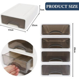 4 Tier Desk Organizer Stackable Makeup Desk Storage Box Plastic Storage Drawer - thumbnail 2
