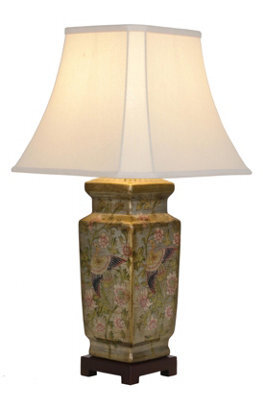Downton Interiors Gold Floral Bird Oriental Chinese Ceramic Porcelain Table Lamp - image 1