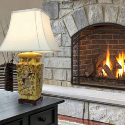 Downton Interiors Gold Floral Bird Oriental Chinese Ceramic Porcelain Table Lamp - thumbnail 3