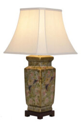 Downton Interiors Gold Floral Bird Oriental Chinese Ceramic Porcelain Table Lamp