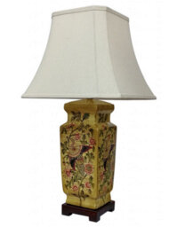 Downton Interiors Gold Floral Bird Oriental Chinese Ceramic Porcelain Table Lamp - thumbnail 2
