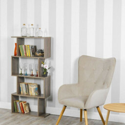 Urbn-Living Urbnliving Height 127.5Cm 4 Tier Wooden S-Shaped Bookcase Living Room Colour Oak Modern Display Shelves Storage Unit Divider - thumbnail 3