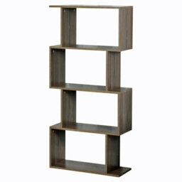 Urbn-Living Urbnliving Height 127.5Cm 4 Tier Wooden S-Shaped Bookcase Living Room Colour Oak Modern Display Shelves Storage Unit Divider - thumbnail 1