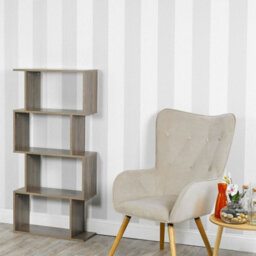 Urbn-Living Urbnliving Height 127.5Cm 4 Tier Wooden S-Shaped Bookcase Living Room Colour Oak Modern Display Shelves Storage Unit Divider - thumbnail 2