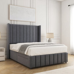 Bsspoke Zoe Divan Bed Set Steel Plush With 54Inch Wingedback Headboard & Footboard  Mattress & No Drawers In All Sizes - thumbnail 2