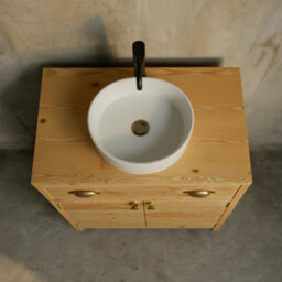 Off The Grain Wooden Bathroom Vanity Unit With Drawer - Freestanding Wood Storage Cabinet 800mm - thumbnail 4