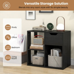Costway 3-Cube Bookcase Wooden Side Table Floor Standing Bookshelf W/ Drawer - thumbnail 8