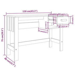 Berkfield Sturdy Desk Dark Grey 110X40X75 Cm Solid Wood Pine - thumbnail 8