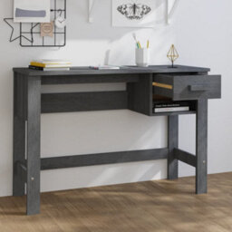 Berkfield Sturdy Desk Dark Grey 110X40X75 Cm Solid Wood Pine - thumbnail 3