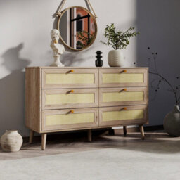 Willow Oak Real Rattan 3 Piece Bedroom Set 2 Door 1 Drawer Wardrobe 1 Door Bedside 6 Drawer Chest - thumbnail 4