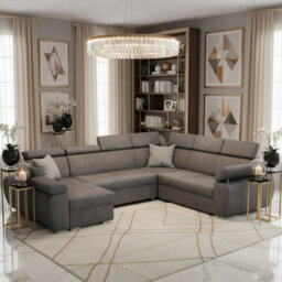Boston U Modular U Shape Corner Sofa Bed For Living Room Mdf Frame Hr Foam Metal Legs 325X260X85 98Cm Grey Left - thumbnail 2