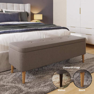 Fwstyle Harper Grey Upholstered Lift Up Ottoman Storage Bench (H) 45 (W) 109 (D) 39Cm - image 1