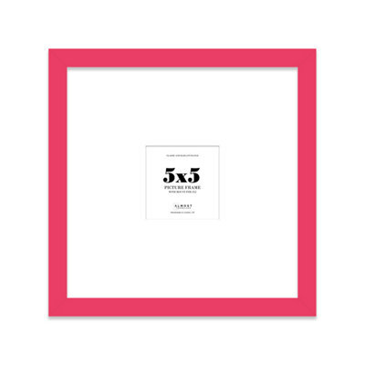 "5X5"" Bright Pink Picture Frame - 5X5"" Square Frame With 2X2"" Mount For 5X5""/2X2"" Pictures Art Deco Style Room Decor, 1 Pack" - image 1