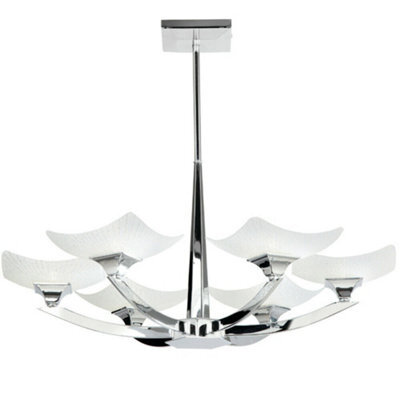 Semi Flush Ceiling Light Chrome & Scavo Glass 6 Bulb Hanging Pendant Lamp Shade - image 1