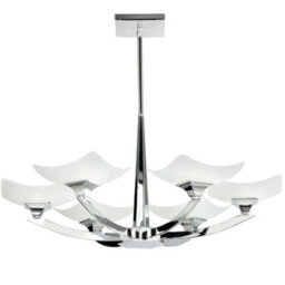 Semi Flush Ceiling Light Chrome & Scavo Glass 6 Bulb Hanging Pendant Lamp Shade - thumbnail 1