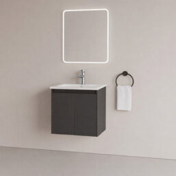 Plum&clay Complete Bathroom Suite Chrome Taps 500mm Grey Wall Hung Vanity Unit Bath Shower Screen Toilet Waste - thumbnail 2