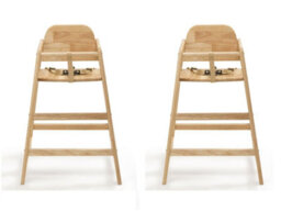 Safetots Two Pack Of Simply Stackable Wooden High Chairs, Natural, Highchairs For Baby And Toddler, Stylish And Practical - thumbnail 1