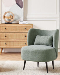 Beliani Armchair Otsby Boucle Light Green - thumbnail 2