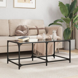 Berkfield Coffee Table With Black Glass Top 98.5X50X40 Cm Steel