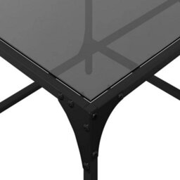 Berkfield Coffee Table With Black Glass Top 98.5X50X40 Cm Steel - thumbnail 7