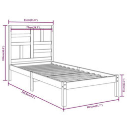Berkfield Bed Frame White Solid Wood 75X190 Cm 2Ft6 Small Single - thumbnail 6