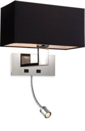 Luminosa Lighting Luminosa Prince 1 Light 2 Light Switched Indoor Wall Light Polished Stainless Steel, Black, E27