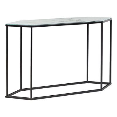 Beliani Console Table Perrin Tempered Glass Marble/ Black - image 1