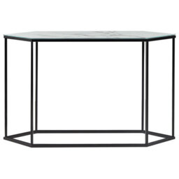 Beliani Console Table Perrin Tempered Glass Marble/ Black - thumbnail 4