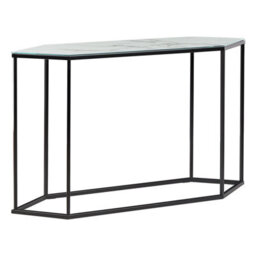 Beliani Console Table Perrin Tempered Glass Marble/ Black - thumbnail 1