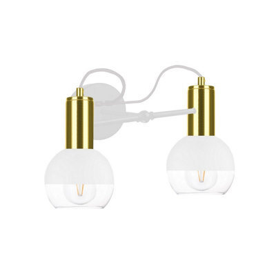 Luminosa Lighting Luminosa Arne Wall Lamp White, Gold, 25Cm, 2X E27
