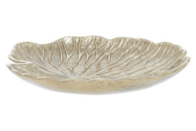 Orsina Luxurious Small Gold Finish Lotus Leaf Plate With Sculptural Detailing, Stylish Decorative Plate - image 1
