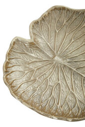 Orsina Luxurious Small Gold Finish Lotus Leaf Plate With Sculptural Detailing, Stylish Decorative Plate - thumbnail 5