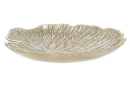 Orsina Luxurious Small Gold Finish Lotus Leaf Plate With Sculptural Detailing, Stylish Decorative Plate - thumbnail 1