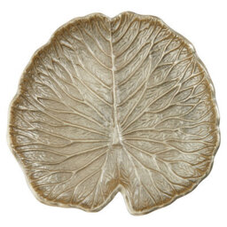 Orsina Luxurious Small Gold Finish Lotus Leaf Plate With Sculptural Detailing, Stylish Decorative Plate - thumbnail 2