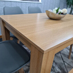 Kosy Koala Oak Effect Dining Table Set With 4 Grey Plastic Chairs And Bench Dining Room Furniture - thumbnail 6