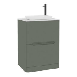 Royal Bathrooms Venice 600mm Sage Green Freestanding Bathroom Countertop Vanity Unit 2 Drawer With Qubix Basin - thumbnail 7