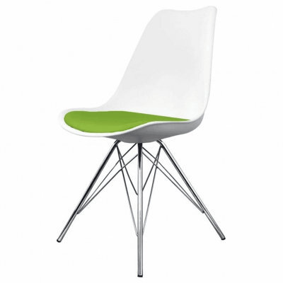 Fusion Living Soho White And Green Plastic Dining Chair With Chrome Metal Legs - image 1