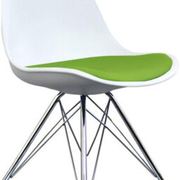 Fusion Living Soho White And Green Plastic Dining Chair With Chrome Metal Legs - thumbnail 6