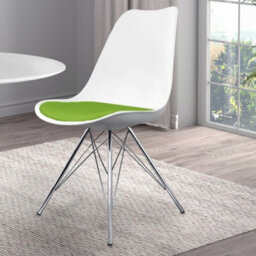 Fusion Living Soho White And Green Plastic Dining Chair With Chrome Metal Legs - thumbnail 2