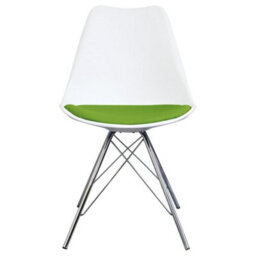 Fusion Living Soho White And Green Plastic Dining Chair With Chrome Metal Legs - thumbnail 3