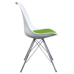 Fusion Living Soho White And Green Plastic Dining Chair With Chrome Metal Legs - thumbnail 4