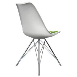 Fusion Living Soho White And Green Plastic Dining Chair With Chrome Metal Legs - thumbnail 5